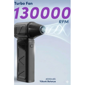Mini Turbo Fan 130.000 Rpm Şarjlı 8000 Mah Batarya 4 Vitesli Taşınabilir Elektrikli Hava Üfleyici Ko