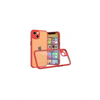 İphone 13 Mini Kılıf Miami Şeffaf Silikon - Kırmızı