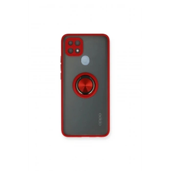 Oppo A15 Kılıf Montreal Yüzüklü Silikon Kapak - Kırmızı