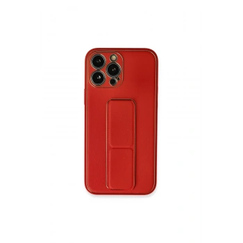 İphone 13 Pro Max Kılıf Coco Deri Standlı Kapak - Kırmızı