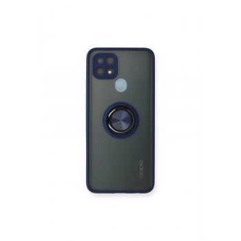 Oppo A15 Kılıf Montreal Yüzüklü Silikon Kapak - Lacivert