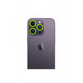 İphone 13 Pro Max Neon Fosforlu Kamera Lens - Yeşil