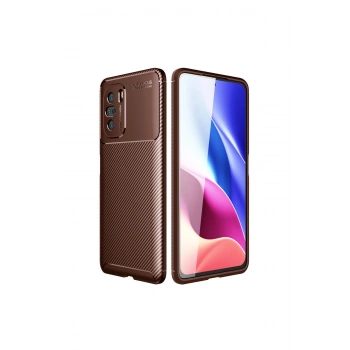 Poco F3 Kılıf Auto Focus Karbon Kapak - Kahverengi