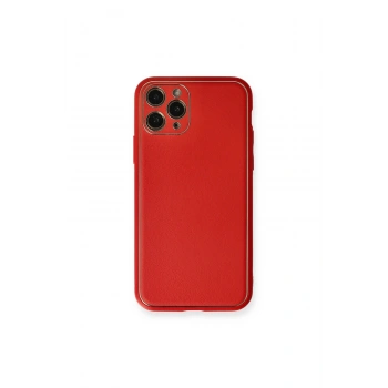 İphone 11 Pro Max Kılıf Coco Deri Silikon Kapak - Kırmızı