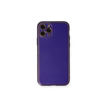 İphone 11 Pro Kılıf Coco Deri Silikon Kapak - Mor