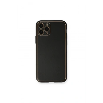 İphone 11 Pro Max Kılıf Coco Deri Silikon Kapak - Siyah