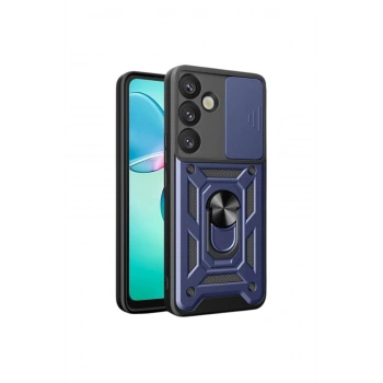 Samsung Galaxy S25 Plus Kılıf Pars Lens Yüzüklü Silikon - Lacivert