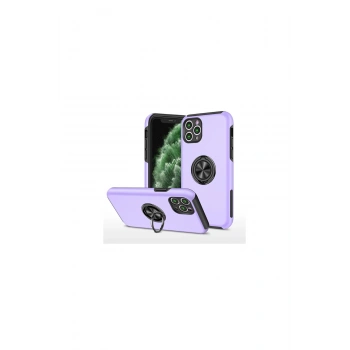 İphone 11 Pro Max Kılıf Elit Yüzüklü Kapak - Mor