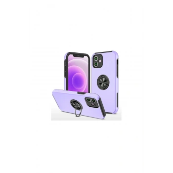 İphone 12 Mini Kılıf Elit Yüzüklü Kapak - Mor