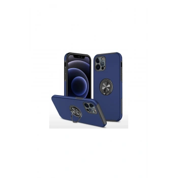 İphone 12 Pro Max Kılıf Elit Yüzüklü Kapak - Lacivert