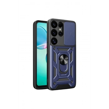 Samsung Galaxy S25 Ultra Kılıf Pars Lens Yüzüklü Silikon - Lacivert