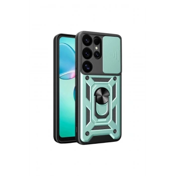 Samsung Galaxy S25 Ultra Kılıf Pars Lens Yüzüklü Silikon - Yeşil