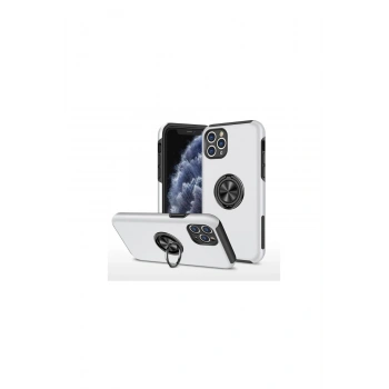 İphone 11 Pro Max Kılıf Elit Yüzüklü Kapak - Gümüş