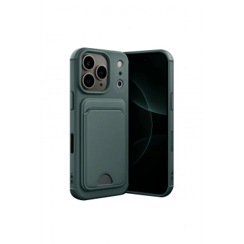 İphone 17 Pro Max Kelvin Kartvizitli Silikon - Koyu Yeşil