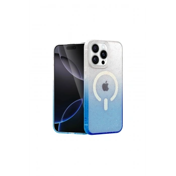 İphone 15 Pro Pummel Shiny Magsafe Kapak - Mavi