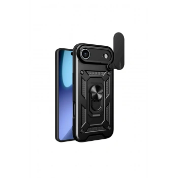 İphone 17 Air Pars Lens Yüzüklü Silikon - Siyah