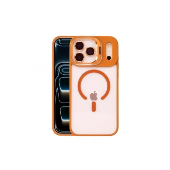 Joko İphone 17 Pro Remim Lensli Magsafe Standlı Kapak - Turuncu