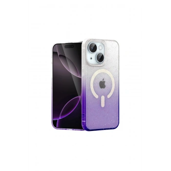 İphone 14 Pummel Shiny Magsafe Kapak - Mor