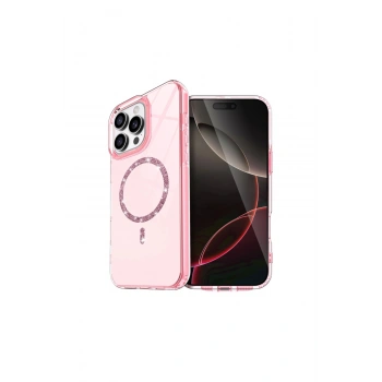 İphone 16 Pro Live Diamond Magsafe Kapak - Pembe