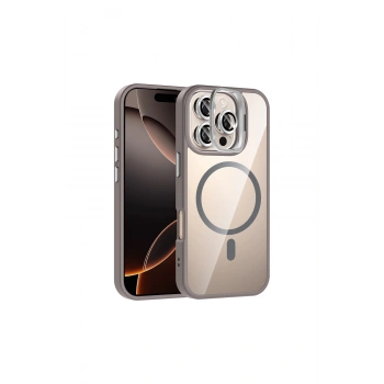Joko İphone 16 Pro Max Remim Lensli Magsafe Standlı Kapak - Titan Gri