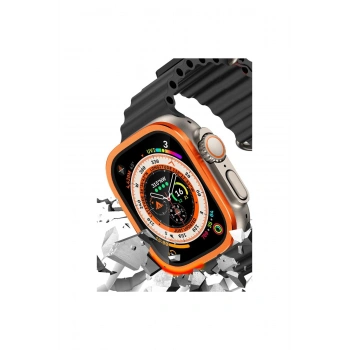 Watch Ultra 49mm Alüminyum Kasa Cam Ekran Koruyucu - Turuncu