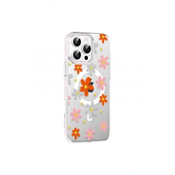 Joko İphone 16 Pro Floral Magsafe Kapak - Turuncu