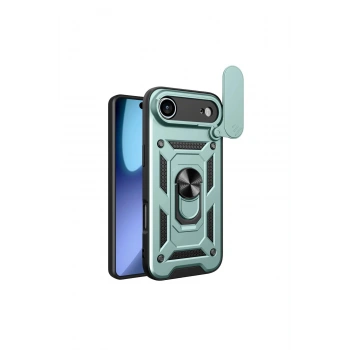 İphone 17 Air Pars Lens Yüzüklü Silikon - Yeşil