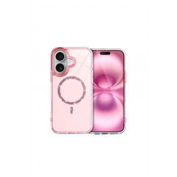İphone 16 Plus Live Diamond Magsafe Kapak - Pembe