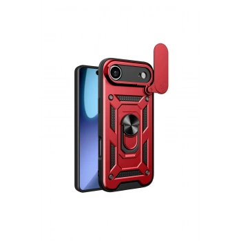 İphone 17 Air Pars Lens Yüzüklü Silikon - Kırmızı