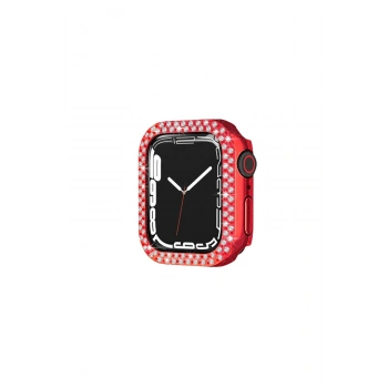 Watch 44mm Taşlı Kasa - Kırmızı