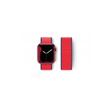 Watch 38mm Hasırlı Cırtcırtlı Kordon (SAAT DEĞİLDİR) - Lacivert-kırmızı