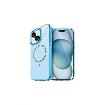 İphone 15 Plus Live Diamond Magsafe Kapak - Mavi