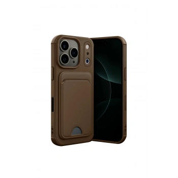 İphone 17 Pro Kelvin Kartvizitli Silikon - Kahverengi