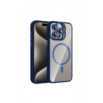 Joko İphone 14 Pro Max Remim Lensli Magsafe Standlı Kapak - Lacivert