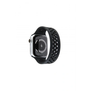 Watch 38mm Ayarlı Delikli Silikon Kordon (SAAT DEĞİLDİR) - Siyah-siyah