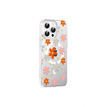 Joko İphone 14 Pro Max Floral Magsafe Kapak - Turuncu