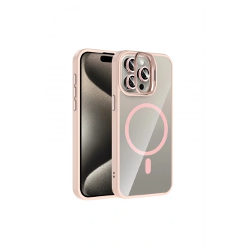Joko İphone 15 Pro Max Remim Lensli Magsafe Standlı Kapak - Pembe