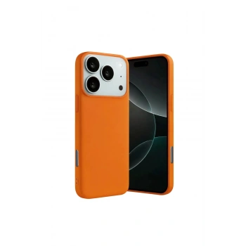 İphone 17 Pro Max Nano İçi Kadife Silikon - Turuncu