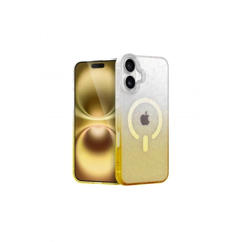 İphone 16 Plus Pummel Shiny Magsafe Kapak - Gold