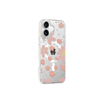 Joko İphone 16 Floral Magsafe Kapak - Pembe