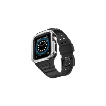 Watch 42mm Kr401 Silikon Kordon (SAAT DEĞİLDİR) - Siyah-gümüş