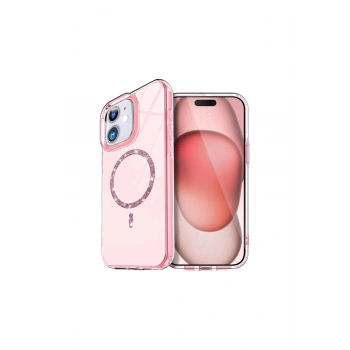 İphone 12 Live Diamond Magsafe Kapak - Pembe