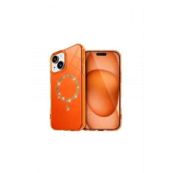 İphone 14 Live Diamond Magsafe Kapak - Turuncu