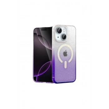 İphone 15 Plus Pummel Shiny Magsafe Kapak - Mor