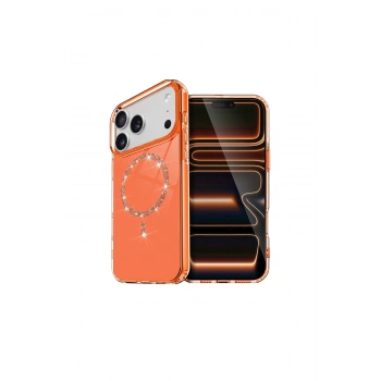 İphone 17 Pro Max Live Diamond Magsafe Kapak - Turuncu