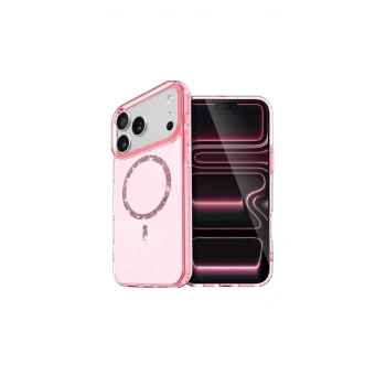 İphone 17 Pro Max Live Diamond Magsafe Kapak - Pembe