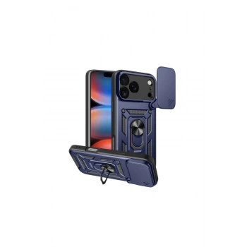 İphone 17 Pro Pars Lens Yüzüklü Silikon - Lacivert