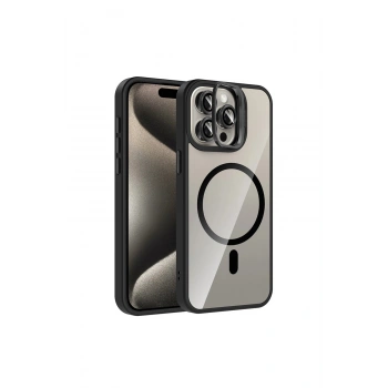 Joko İphone 15 Pro Max Remim Lensli Magsafe Standlı Kapak - Siyah