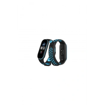Mi Band 4 Spor Delikli Kordon (SAAT DEĞİLDİR) - Siyah-mavi