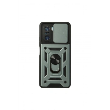 Poco F3 Kılıf Pars Lens Yüzüklü Silikon - Yeşil